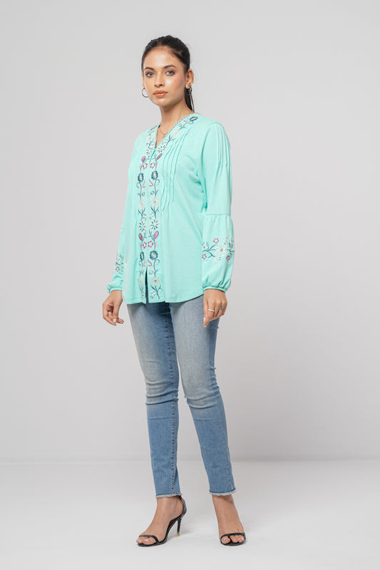 Relaxed Fit Embroidered Top