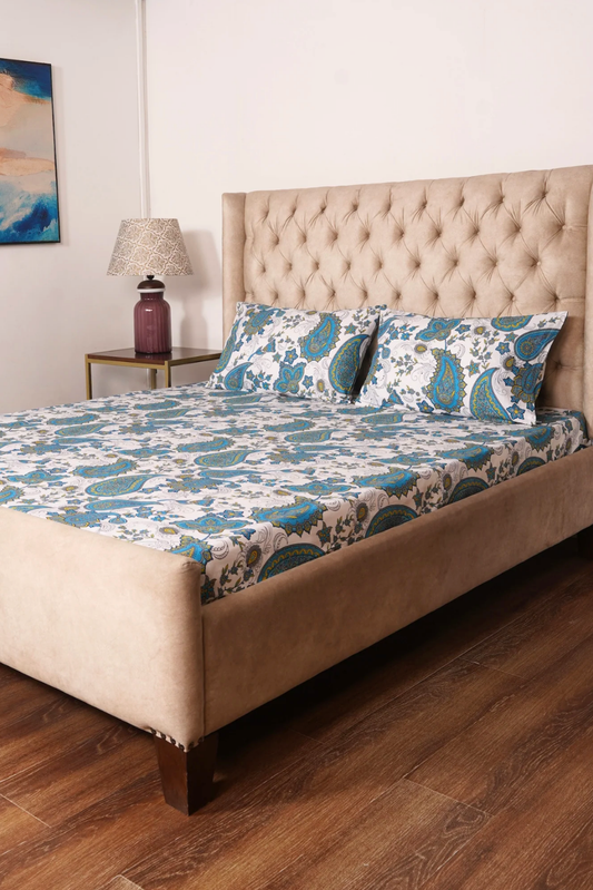 Bedsheet - Teal Paisley