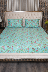 Bed Sheet - Teal Floral (Queen Size)