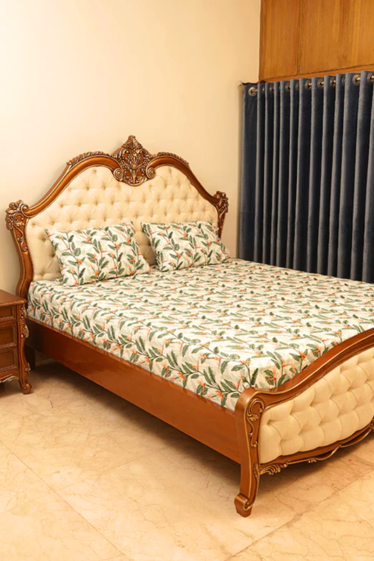 Bed Sheet - Green Leaves (King Size)