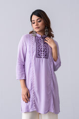 Short-Length Embroidered Viscose Ethnic Kurti