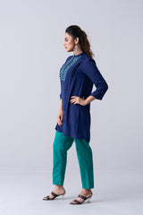 Short-Length Embroidered Viscose Ethnic Kurti