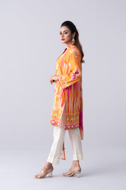 Mid-Length Relaxed Fit Lawn with Chiffon Dupatta - Two Piece