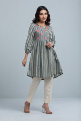 Angrakha-Style Printed Lawn Kurta - One Piece