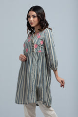 Angrakha-Style Printed Lawn Kurta - One Piece