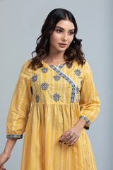 Angrakha-Style Printed Lawn Kurta - One Piece