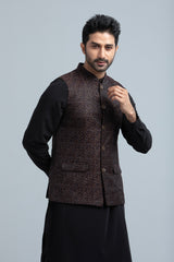 Regular Fit Brocade Fabric Waistcoat