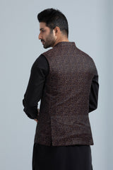 Regular Fit Brocade Fabric Waistcoat