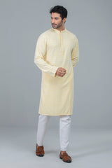 Regular Fit Schiffli-Embroidered Panjabi