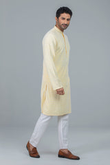 Regular Fit Schiffli-Embroidered Panjabi