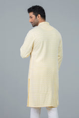 Regular Fit Schiffli-Embroidered Panjabi