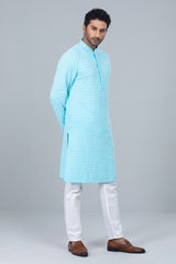 Regular Fit Schiffli-Embroidered Panjabi