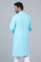 Regular Fit Schiffli-Embroidered Panjabi