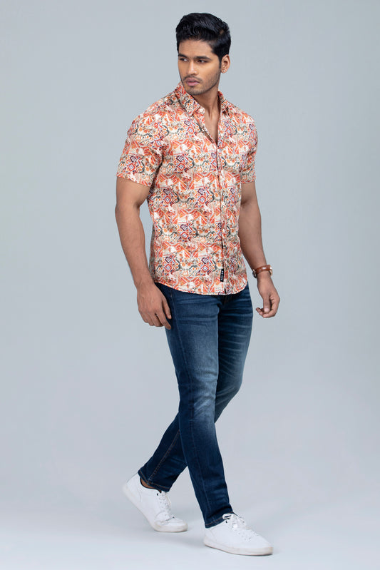 Men's Digital Printed Satin Casual Shirt