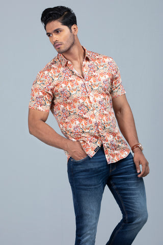 Men's Digital Printed Satin Casual Shirt