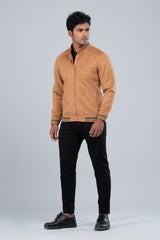 Suede Fabric Bomber Jacket