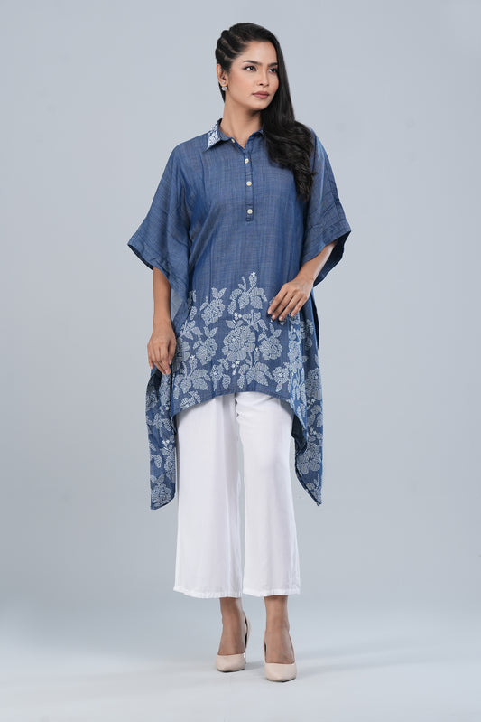 Kaftan-Style Denim One-Piece Ethnic Kurti