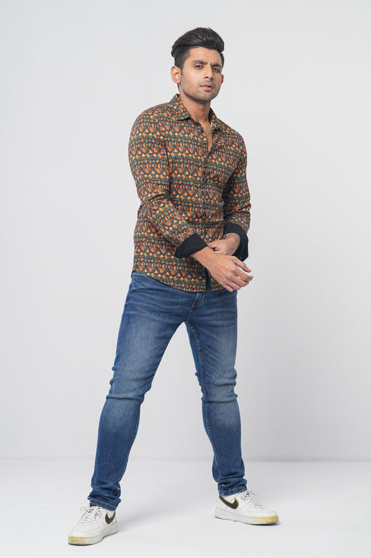 Men's Abstract Printed Casual Shirt