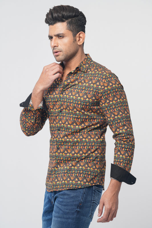 Men's Abstract Printed Casual Shirt