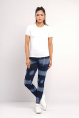 Bleach-Washed High-Waist Indigo Jeggings