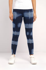 Bleach-Washed High-Waist Indigo Jeggings