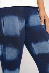 Bleach-Washed High-Waist Indigo Jeggings