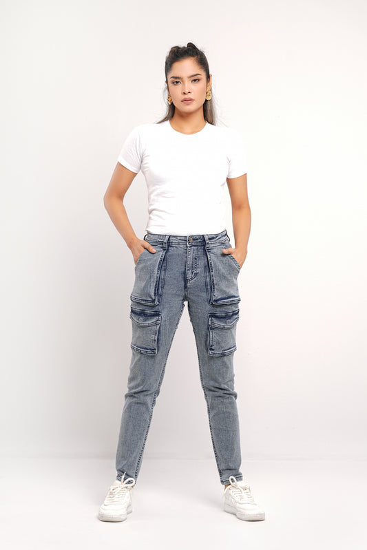 Regular Fit Fashion Denim with Cargo Patch Pocket