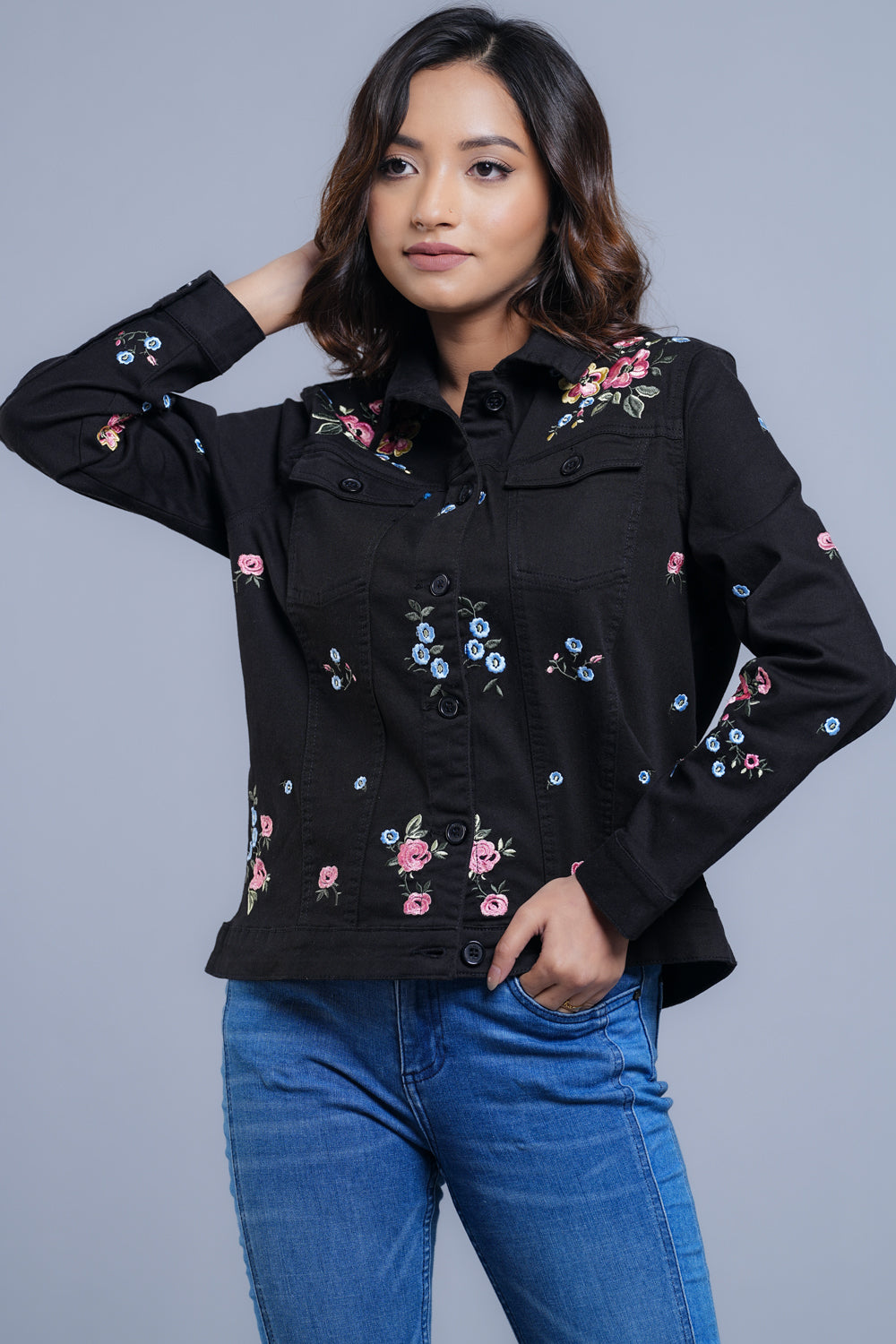 Floral Embroidered Tencel Jacket