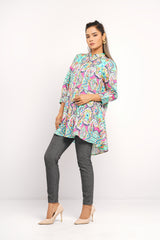 Paisley Print Button-Up Tunic - Mystika