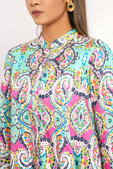 Paisley Print Button-Up Tunic - Mystika