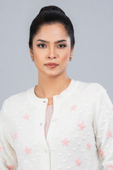 Short-Length Floral-Embroidered Cardigan