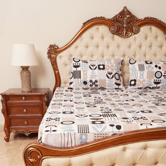 Bed Sheet - WHITE Multi (Queen Size)