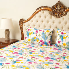 Bed Sheet - White Floral (Queen Size)