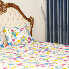 Bed Sheet - White Floral (Queen Size)