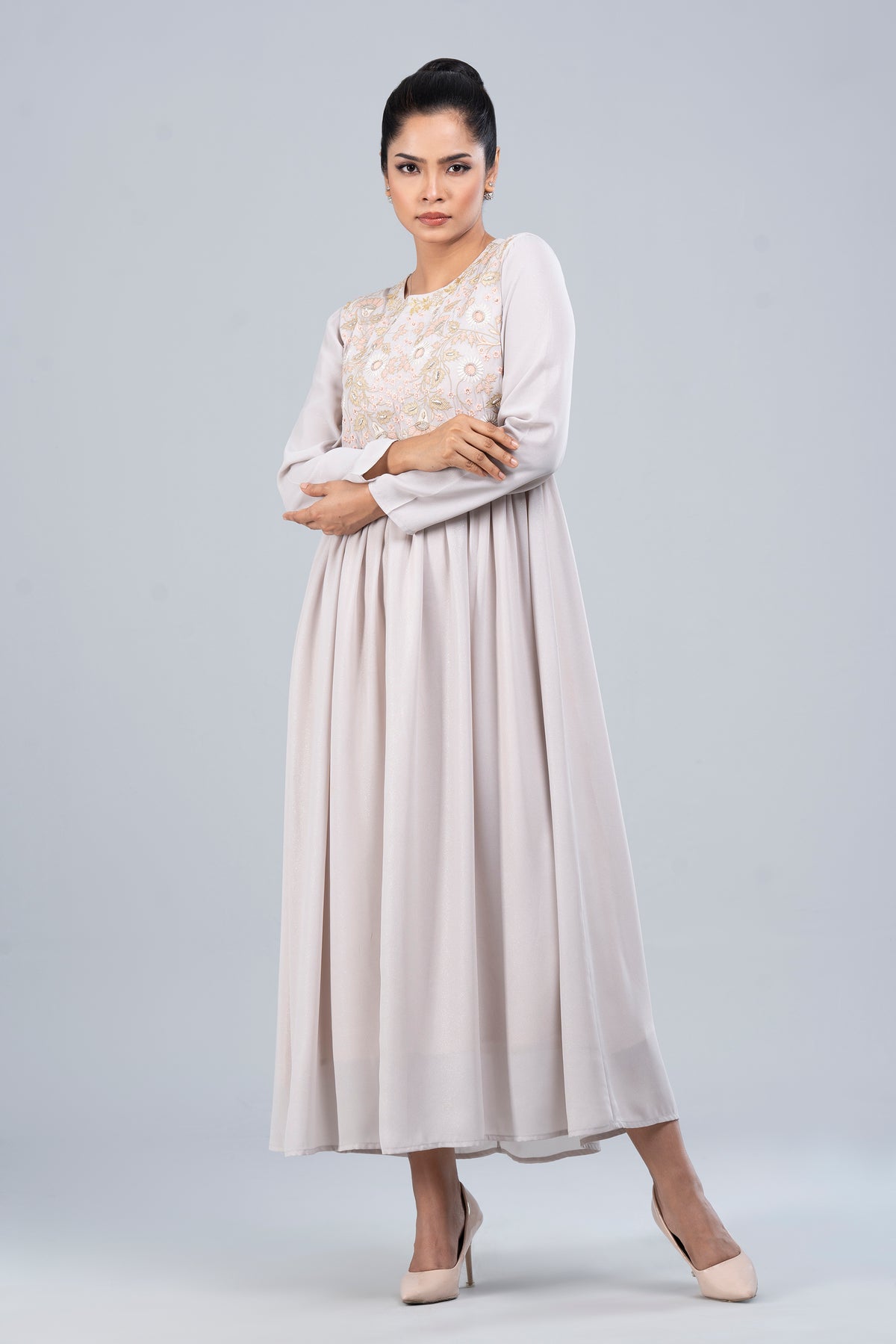 Full-Sleeve Georgette Long Dress