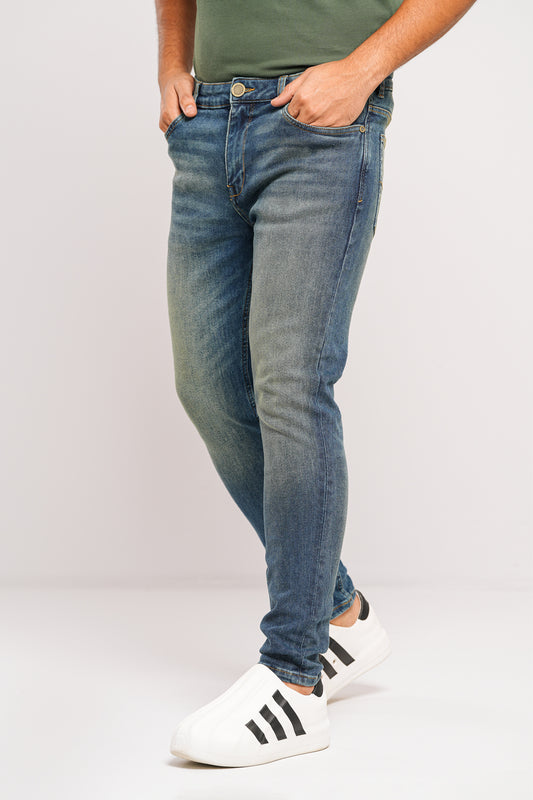 Carrot Fit Vintage Blue Dobby Jeans