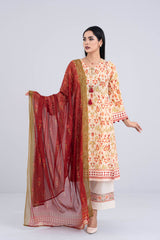 Ready-to-wear Three-Piece Lawn with Chiffon Dupatta