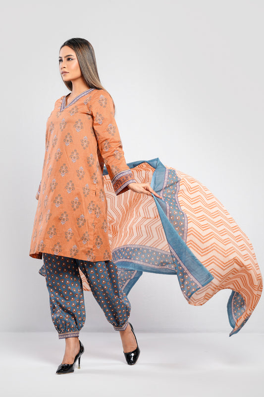 Printed Three-Piece Lawn Salwar Kameez Suit