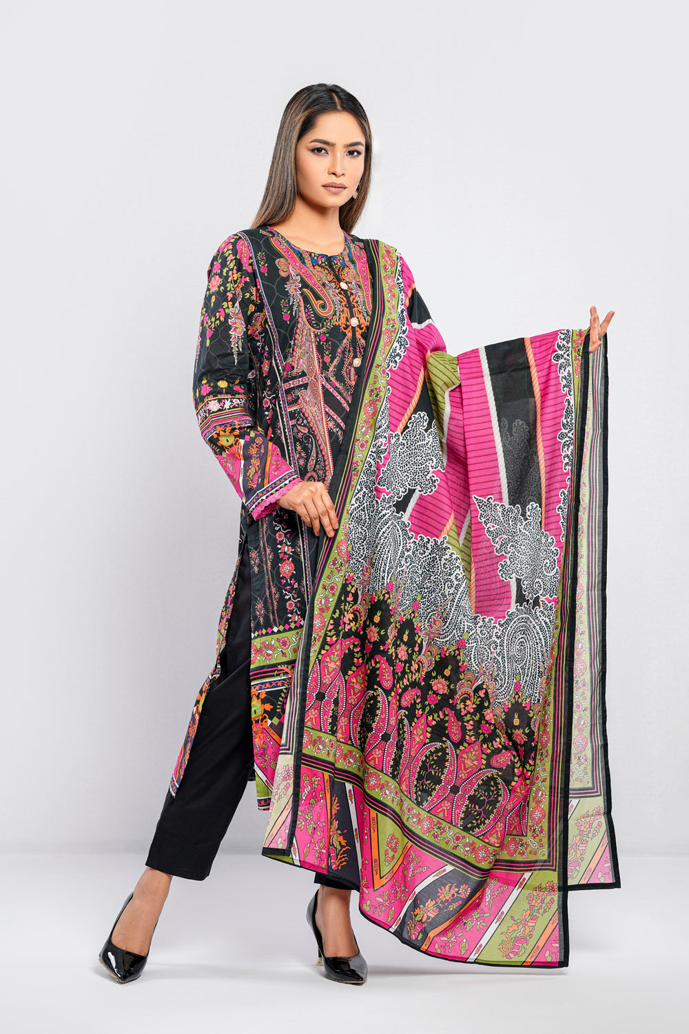 Digital Printed Three-Piece Lawn Salwar Kameez