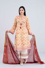 Ready-to-wear Three-Piece Lawn with Chiffon Dupatta