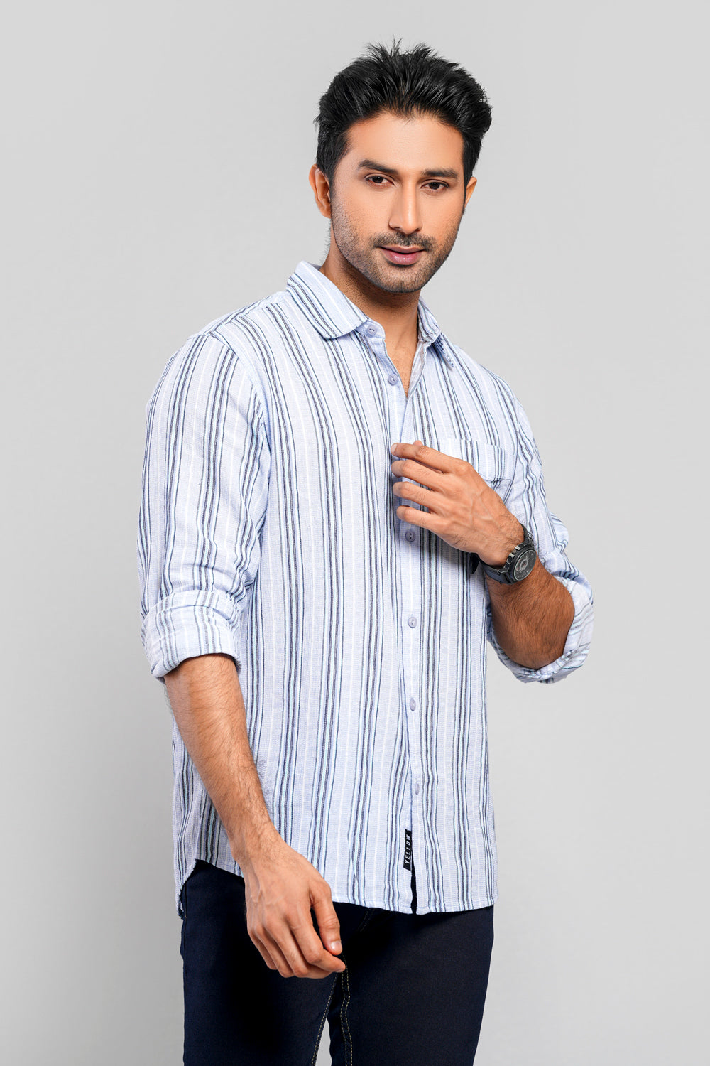 Regular Fit Striped Casual Cotton Shirt