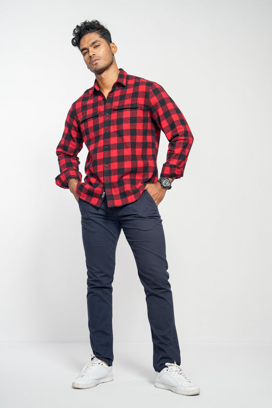 Regular Fit Cotton Checkered Casual Shirt