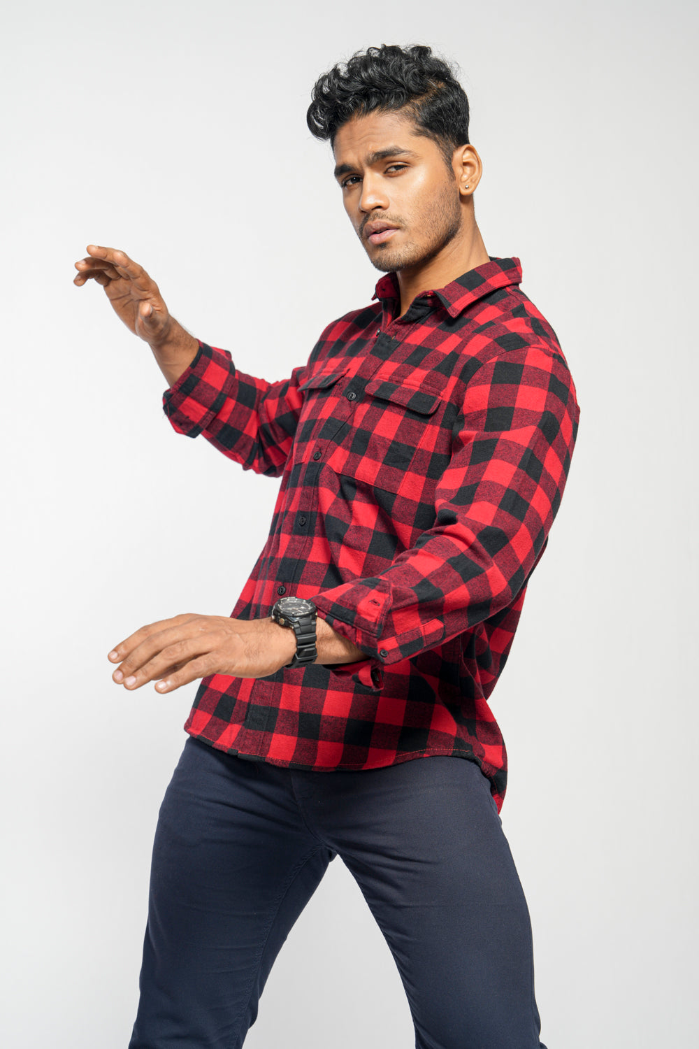 Regular Fit Cotton Checkered Casual Shirt