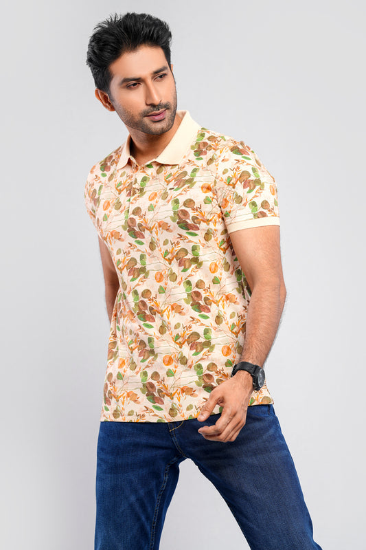 Regular Fit Floral Printed Polo Shirt