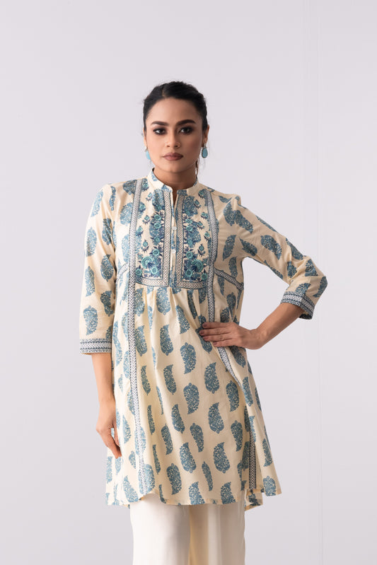 Short-Length Embroidered Smart Fit Ethnic Kurti