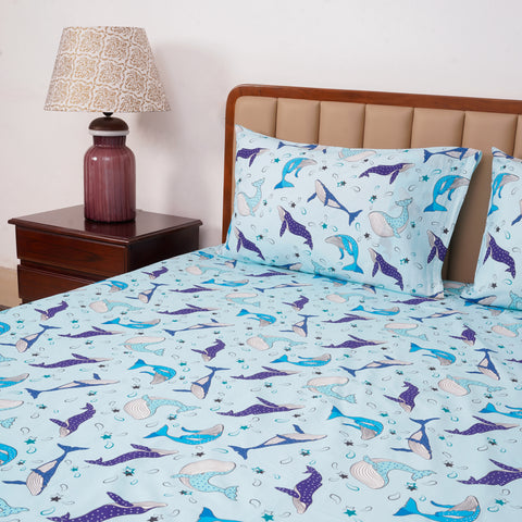 Kinds Bedsheet-Icy Whales (King Size)
