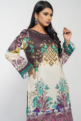 Long-Length Digital Printed Lawn Kurta - One Piece