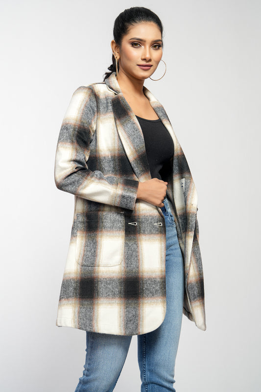 Brush Fabric Double-Breasted Blazer