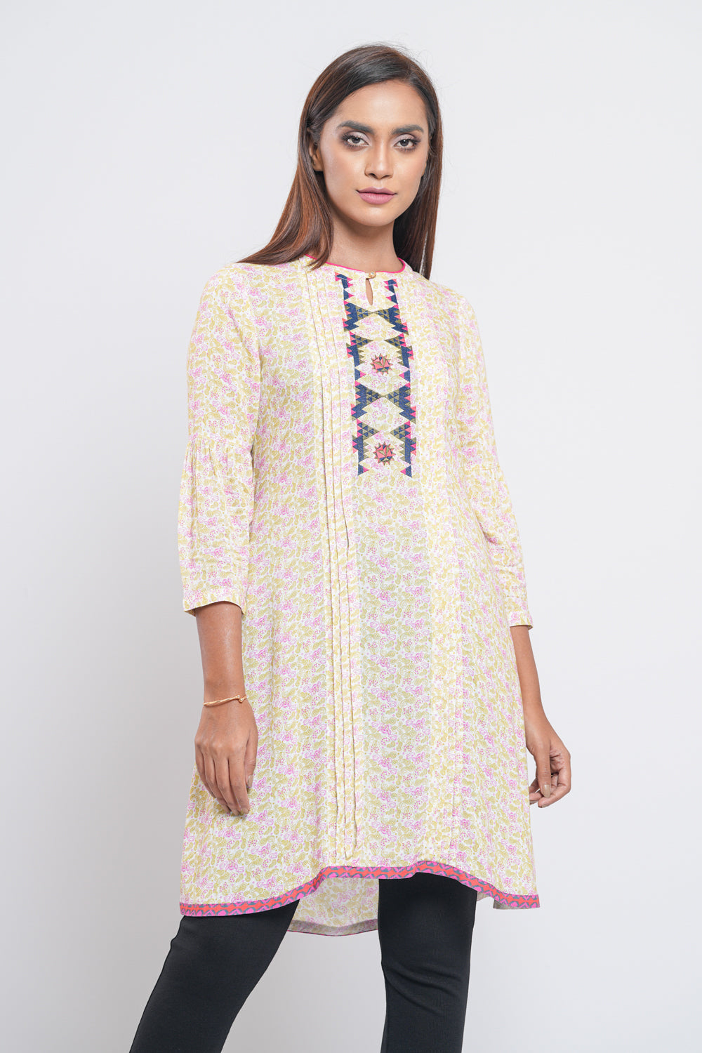 'Minnie Mouse' Printed and Embroidered Ethnic Kurti - Disney