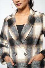 Brush Fabric Double-Breasted Blazer